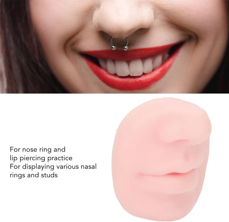 woobles Silicone Piercing Model with Mouth, Flexible Soft Imitation Nose Model, Reusable Nose Displays for Teaching, Approx. 7 X 7.5 X 4.2cm (Light Skin Color) - Image 4
